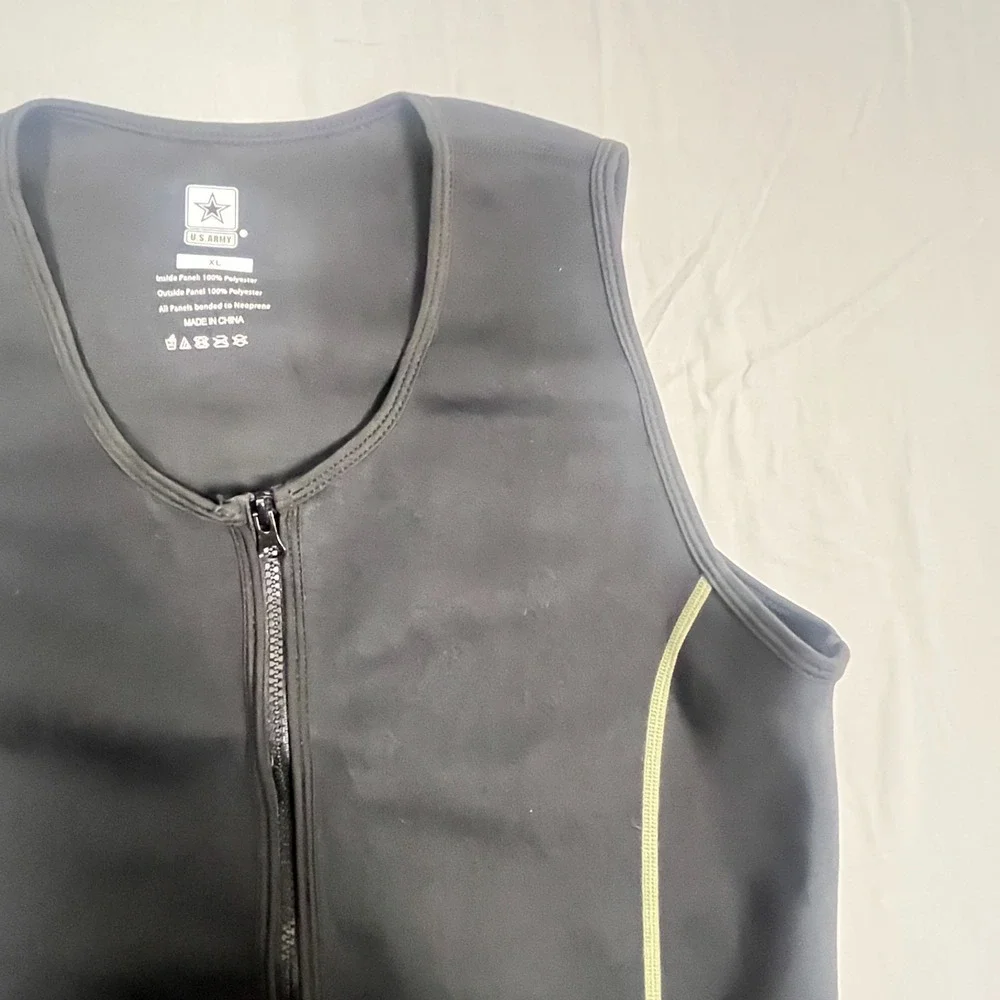 US‎ Army Vest Mens XL Black Compression Performance Military Workout Full Zip